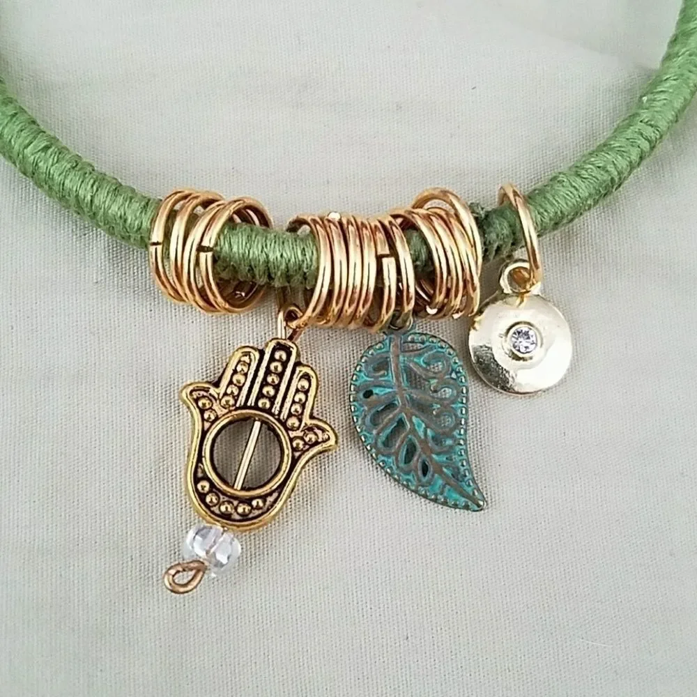 Boho Chic Handwrapped Bangle Bracelet Set of 3 Bohemian Jewelry Gift